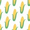 Vector seamless pattern with hand drawn vegetables. Farm market products. Corn. Simple vegetarian food drawing