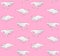 Vector seamless pattern of hand drawn white doodle sketch triceratops and tyrannosaur dinosaur on pink  background