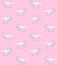 Vector seamless pattern of hand drawn white doodle sketch tyrannosaur dinosaur on pink