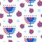 Vector seamless pattern with Hanukkah menorah and pomegranates icons