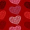 Vector seamless pattern of hearts on a blood-red background