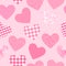 Vector seamless pattern with hearts shapes pink color texture. Abstract girly backdrop fashion surface design