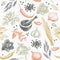 Vector seamless pattern with herbs and spices