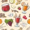 Vector seamless pattern Hot beverages