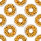 Vector seamless pattern illustration of donuts in cartoon design isolated on white