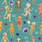 Vector seamless pattern with illustration of human anatomy