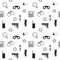 Vector seamless pattern with the image of detective accessories