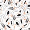 Vector seamless pattern of isolated papaya. hand drawn colored exotic fruits. Engraved art.