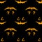 vector seamless pattern of Jack's pumpkin face in orange color on a black background. a pattern of triangular eyes and a