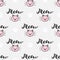 Vector seamless pattern with kittens and paw`s footprints. Meow lettering.