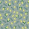 Vector seamless pattern with lemons and leaves on grey green background. Juicy fruits pattern.