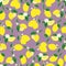 vector seamless pattern lemons and sliced lemons on a lilac background. Summer lemon pattern for background, fabric,