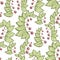 Vector seamless pattern with lily flower plants in green and red
