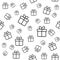 Vector seamless pattern with line gift boxes. Minimal background