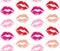 Vector seamless pattern of lipstick lips kiss