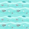 Vector seamless pattern with marine animals and pirate accessories