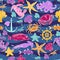 Vector seamless pattern on the marine-themed. Sea creatures.