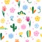 Vector seamless pattern with Mexico traditional decor elements