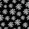 Vector seamless pattern, minimalist white invers snowflake on white background, simple pattern, different sizes, black