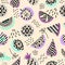 Vector seamless pattern of modern geometric fruits. Exotic summer background. Original hand drawn illustration. Healthy