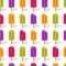 Vector seamless pattern with multicolor ice cream. Ice lolly tasty background.