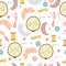 Vector seamless pattern needlework and knitting, embroidery