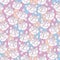 Vector seamless pattern with old school rose flower in white