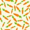 Vector seamless pattern with orange carrots on white background. Healthy food. Vegetable summer pattern, colorful print