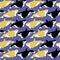 Vector seamless pattern with orca.Underwater cartoon creatures.Marine background.Cute ocean pattern for fabric