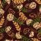 Vector Seamless Pattern with Organic Delicious Chocolate Chip Cookies Illustration