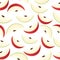 Vector seamless pattern of organic red apple slices