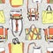 Vector seamless pattern with original bags