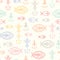 Vector seamless pattern with outlined fishing signs