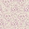 Vector seamless pattern with outlines of dogs heads with bow knots.