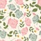 A vector seamless pattern with peach color roses. Its vibrant color combination just makes it perfect for fabrics, wallpaper