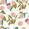 Vector seamless pattern with peaches . white background