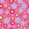 Vector Seamless Pattern Pink Blue Hippie Floral