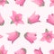 Vector seamless pattern with pink campanulas buds.