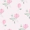 Vector seamless pattern with pink magnolias
