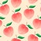 Vector seamless pattern with pink ripe peaches
