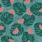 Vector seamless pattern with pink watermelon palm leafs