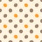 Vector seamless pattern - Polka dots stains. Hand drawn illustration. Fabric pattern in beige and braun colors.