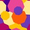 Vector seamless pattern from polygons of different sizes and colors. The octagon overlap each other. Purple, yellow