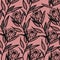 Vector seamless pattern with protea or artichoke sketch on pink or colar background