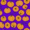 Vector seamless pattern with pumpkins in flat style. Halloween or thanksgiving color background and texture