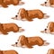 Vector seamless pattern with puppy. Hand drawn illustration with