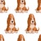 Vector seamless pattern with puppy. Hand drawn illustration with