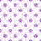 Vector seamless pattern with purple paw prints.