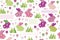 Vector seamless pattern, rabbits in flowers.