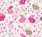 Vector seamless pattern, rabbits in flowers.